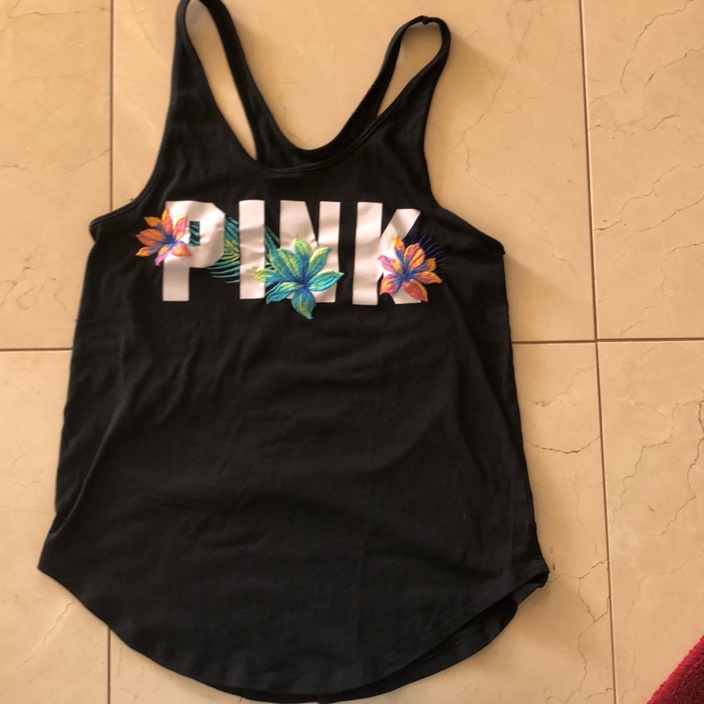 Black floral workout tank